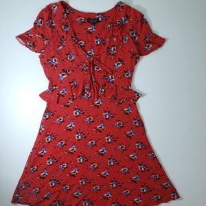 TOPSHOP Floral Red Dress